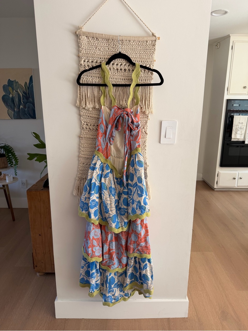 Anthropologie FARM Rio Linen Blend Tiered Ric Rac Midi Dress - Picture 6 of 8